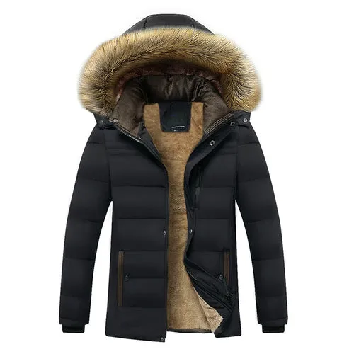 2022 Winter New Warm Thick Fleece Parkas Men Waterproof Hooded Fur