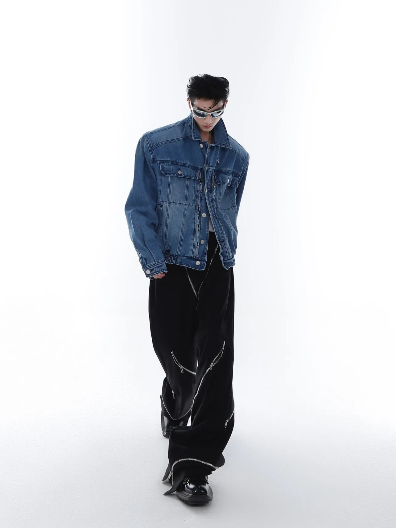 【23s Feb.】High Shoulder Cropped Denim Jacket