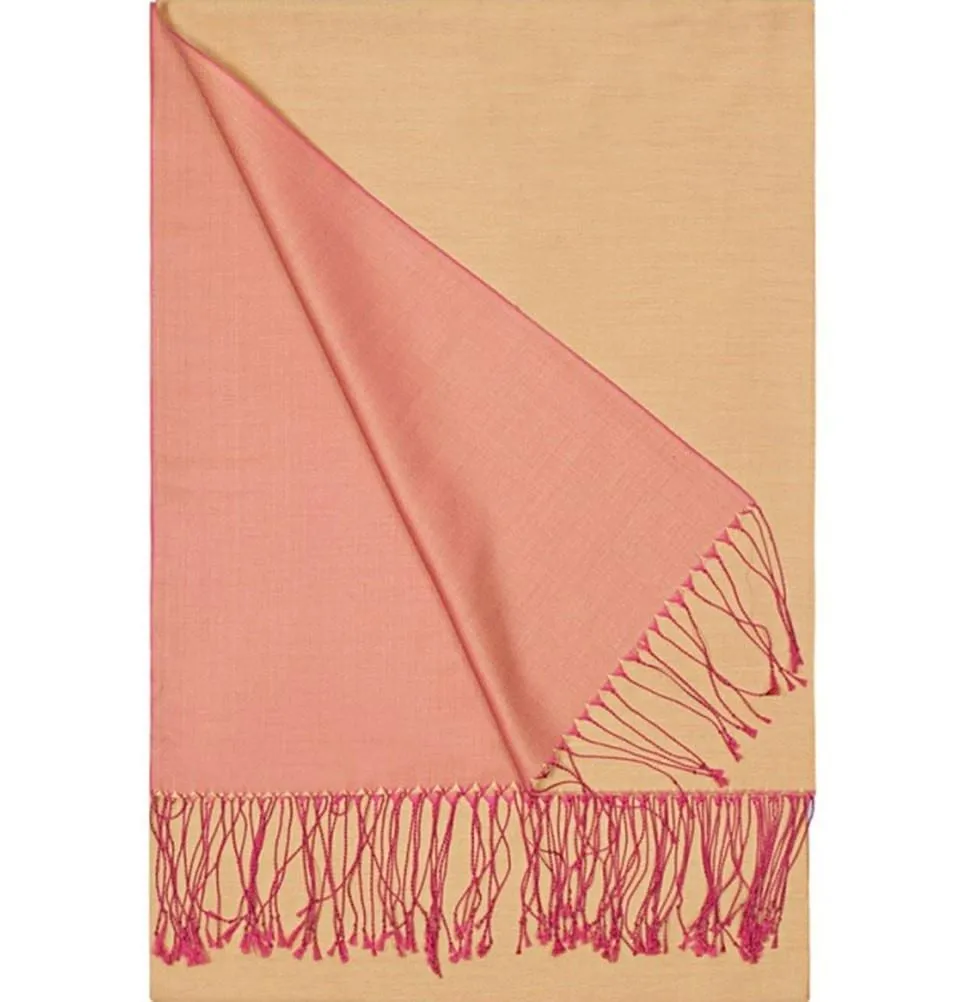 Aker Double-Sided Silk Hijab Shawl #062 - Pink/Orange