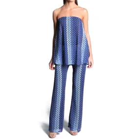 Ala Strapless Jumpsuit - Blue Crochet