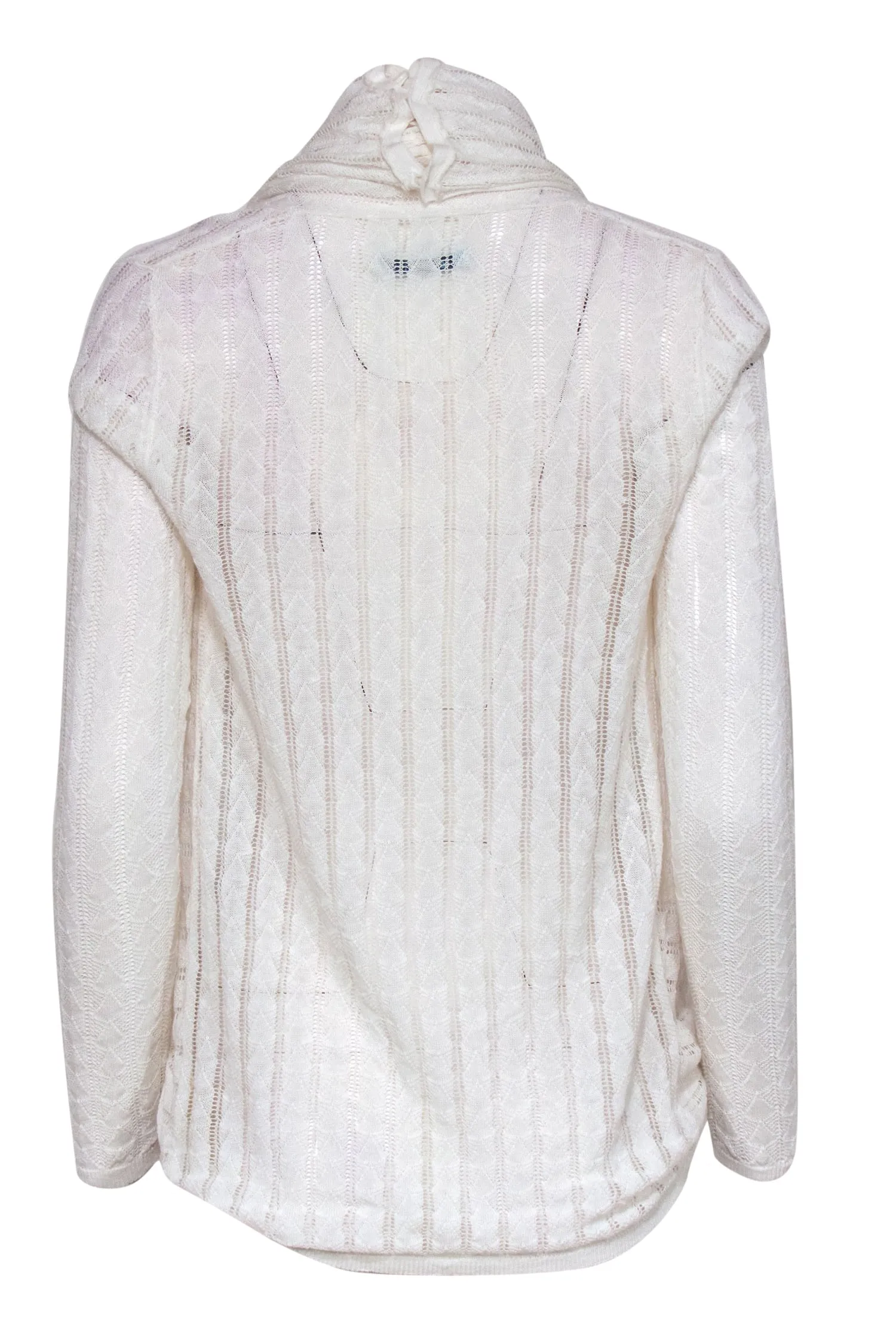 Alice & Olivia - White Eyelet Knit Draped Neckline Sweater Sz M