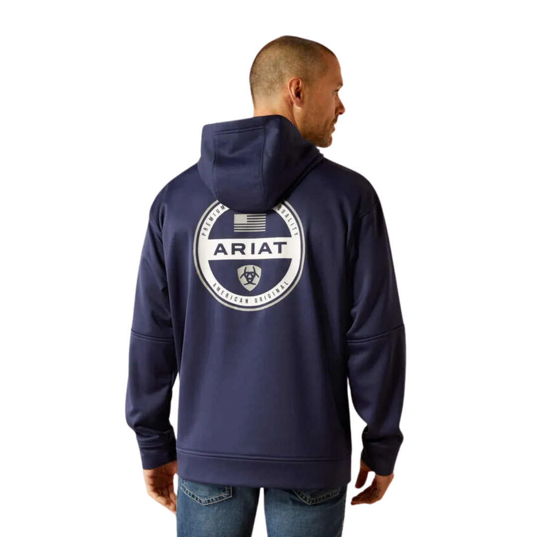 Ariat Men's Tek Fleece 2.0 American Circle Navy Heather Hoodie