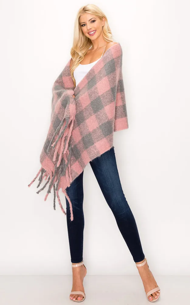 AS319/JS1269/9488 Buffalo Check Puffy Scarf w/Fringes