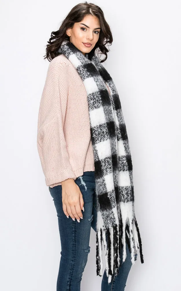 AS319/JS1269/9488 Buffalo Check Puffy Scarf w/Fringes