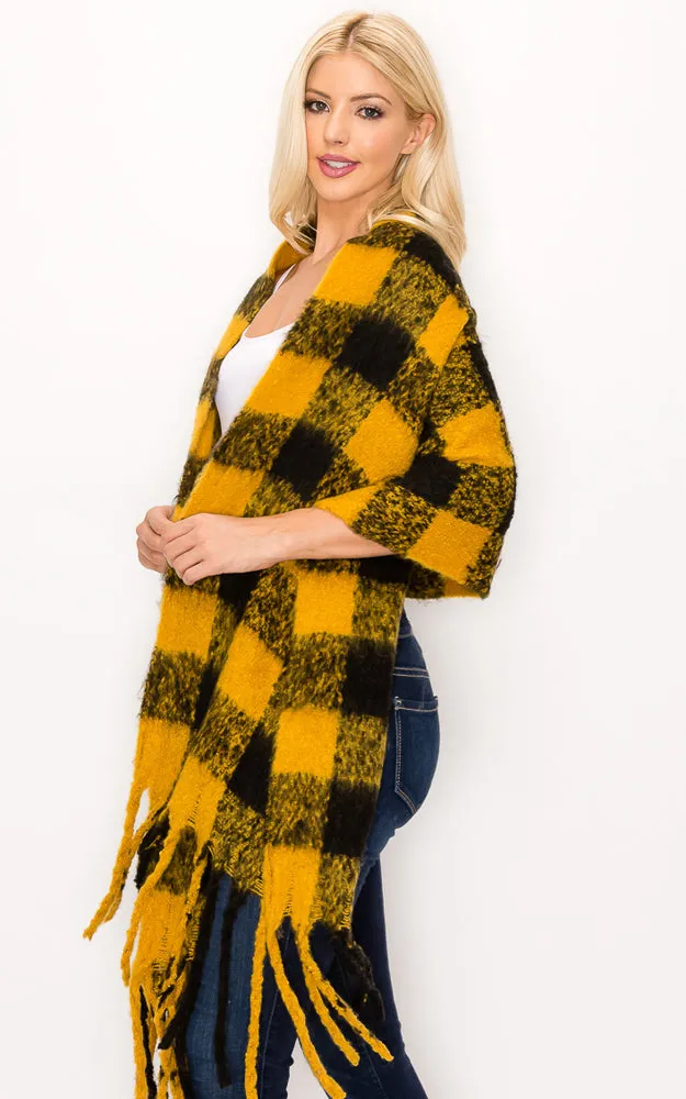 AS319/JS1269/9488 Buffalo Check Puffy Scarf w/Fringes