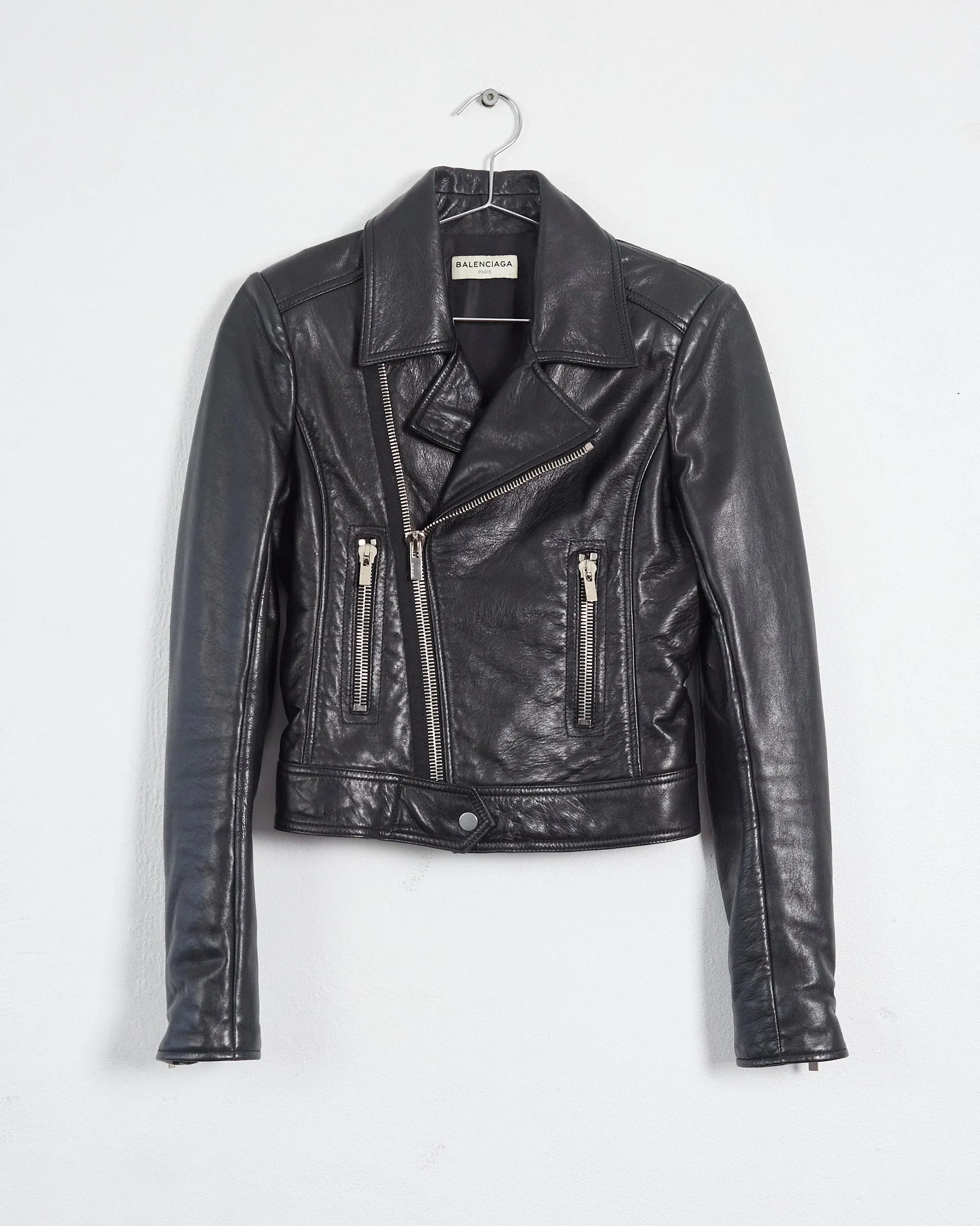 Balenciaga leather biker jacket, black, 6