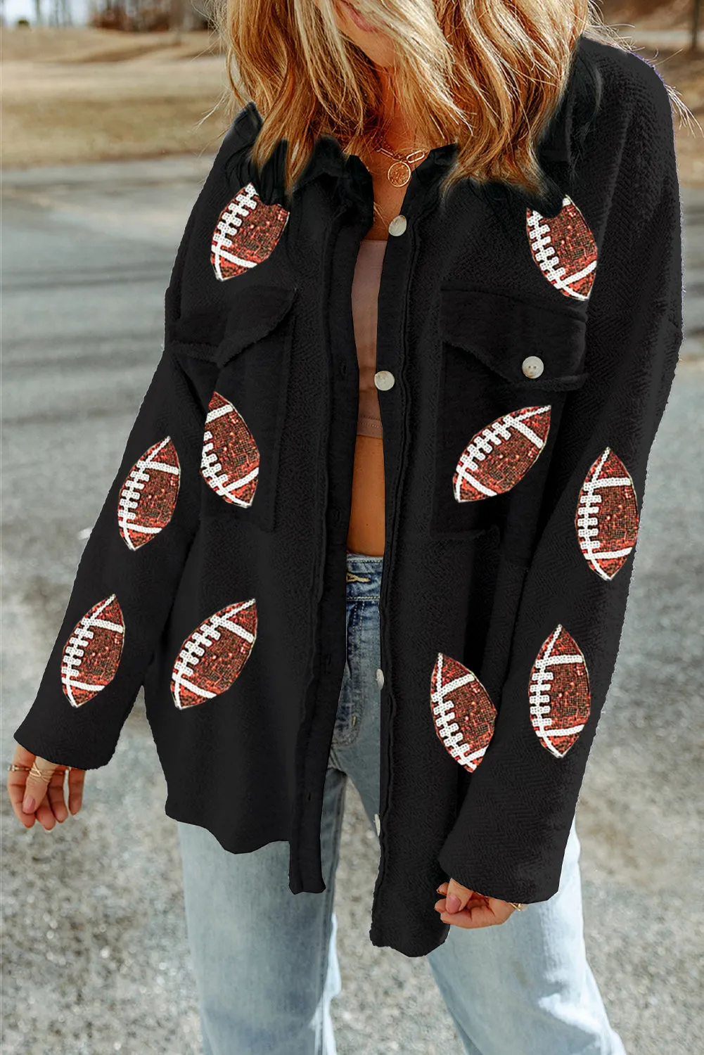 Black Fleece Baseball Graphic Buttoned Front Shacket