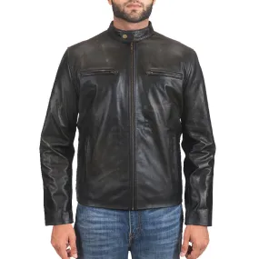 Black Leather Biker Motorcycle Jacket