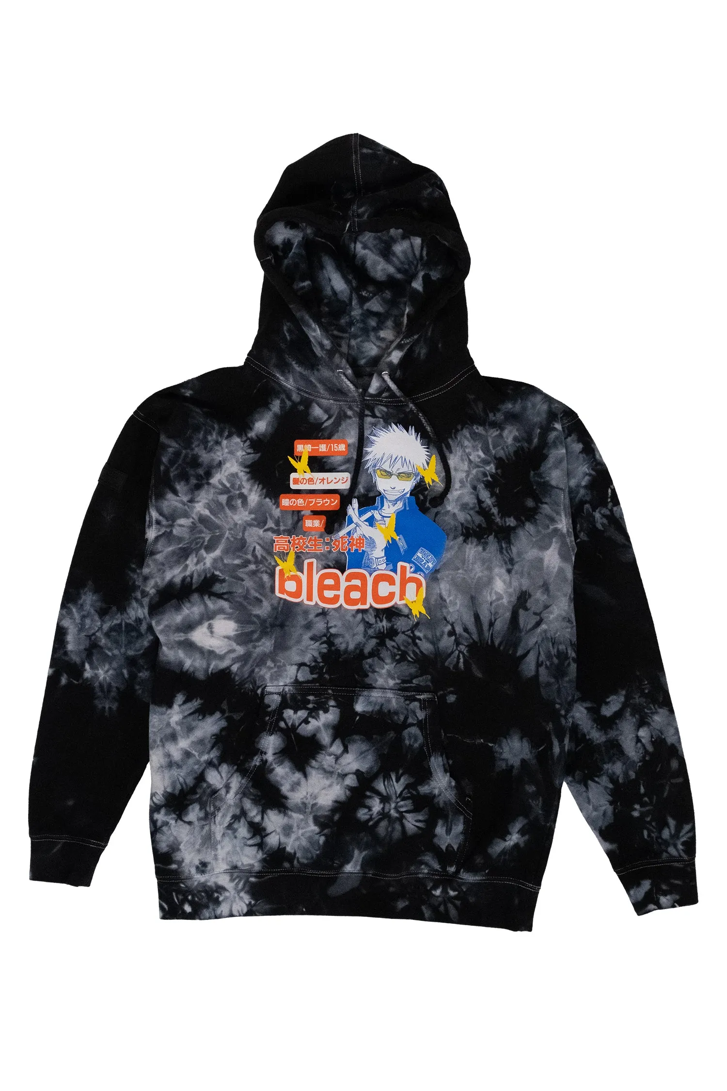 BLEACH Ichigo Kurosaki Tie Dye Pullover Hoodie - White/Black