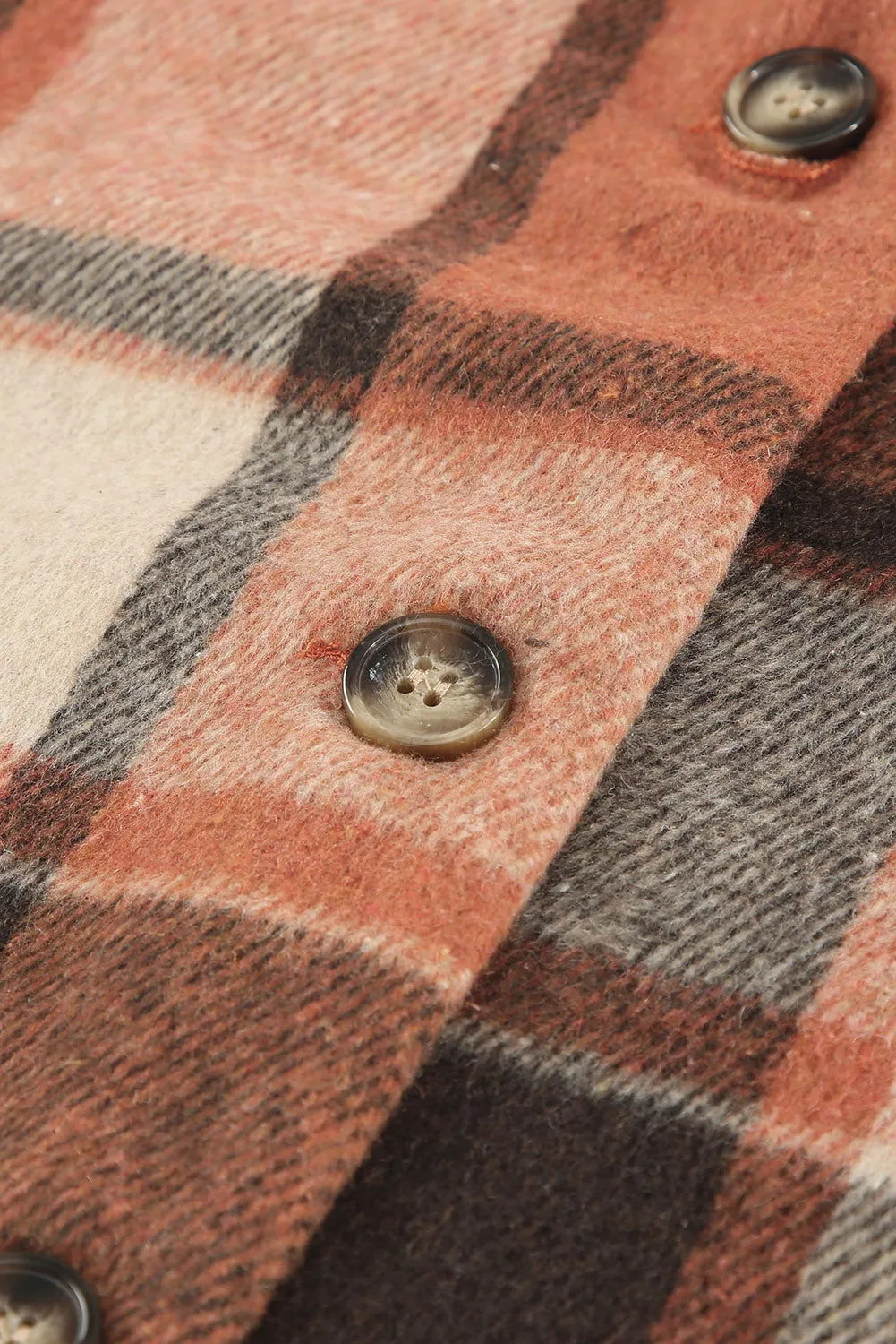 Brown Plaid Button Up Long Sleeve Flannel Shacket - Cozy Fashion