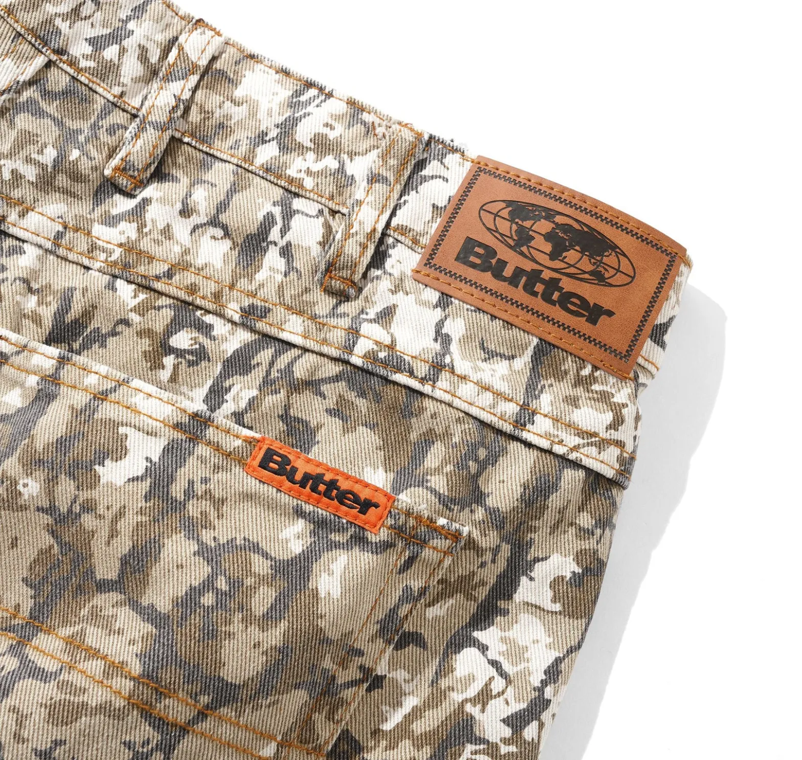 Butter Bark Camo Denim Jeans Tan