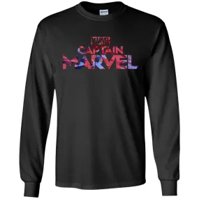 Captain Marvel Bold Tie Dye Movie Logo Men Long Sleeve Shirt