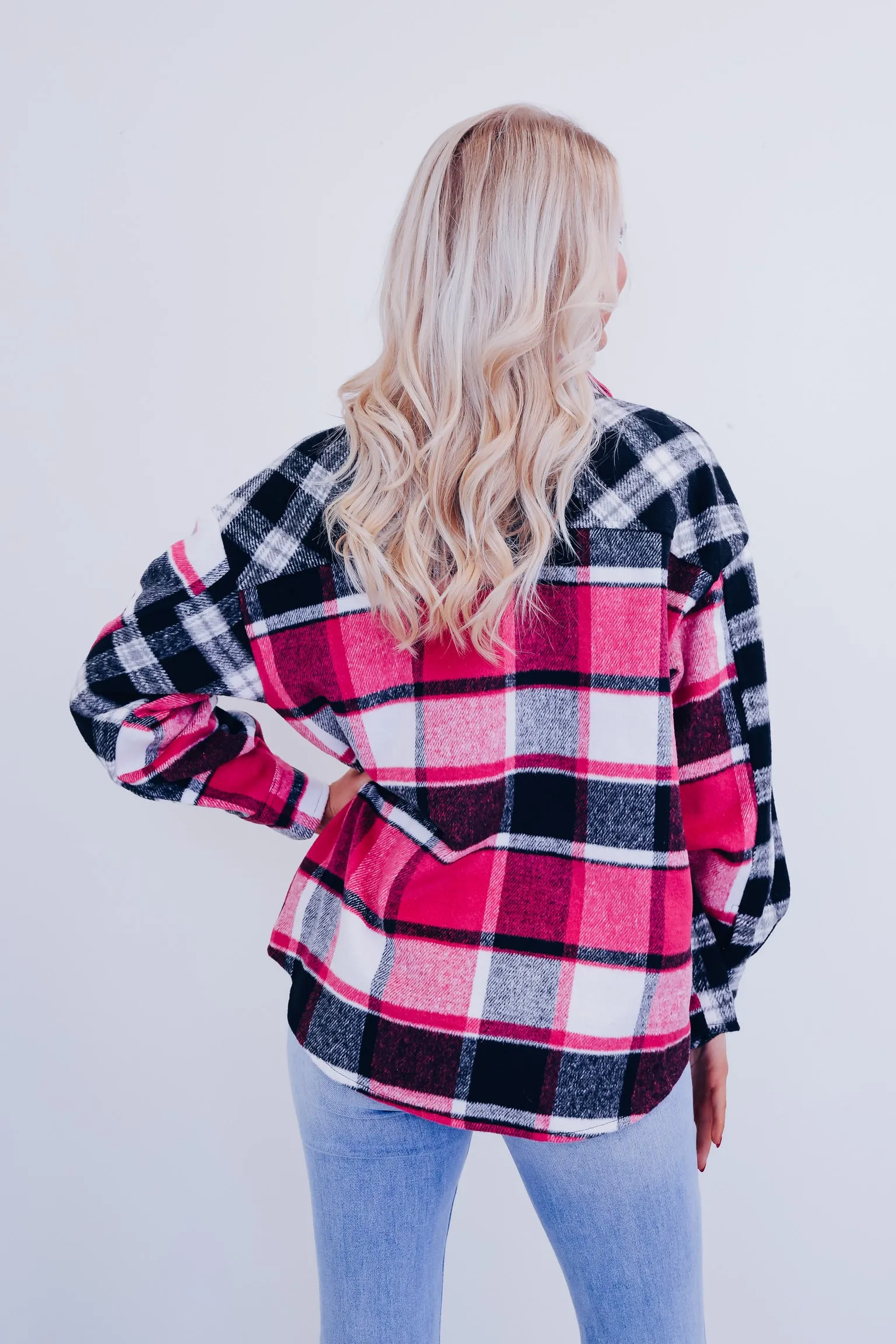 Cardi Plaid Color Block Shacket