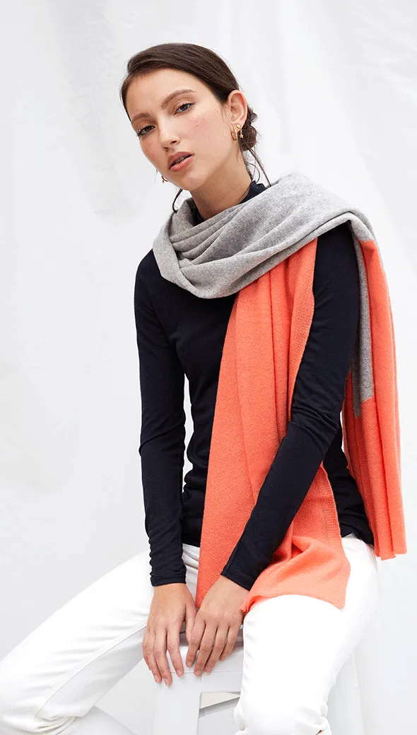 CASHMERE TRAVEL WRAP - LIGHT GREY MELANGE   MANGO