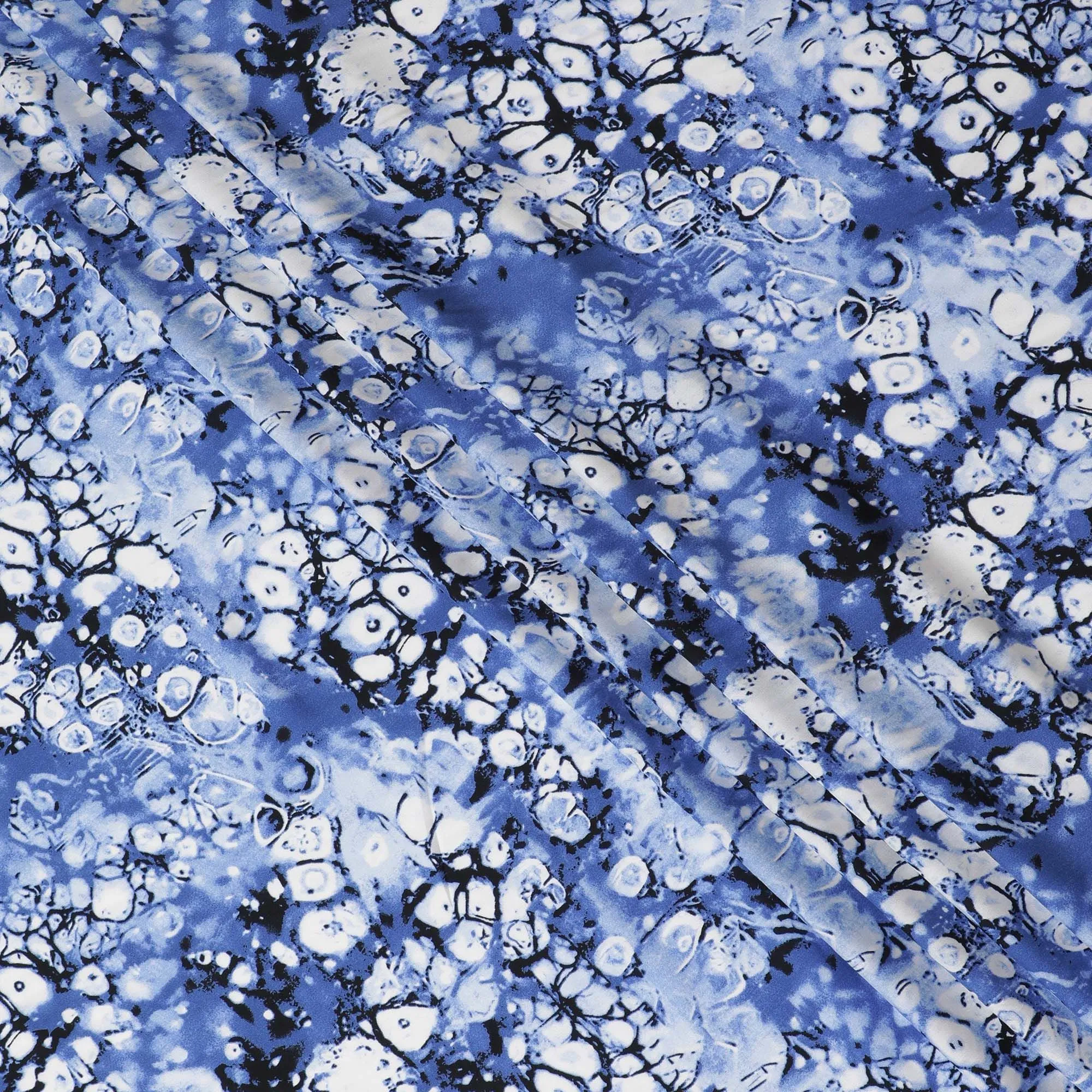 Cerulean Blue Abstract Cotton Viscose Fabric-D17517