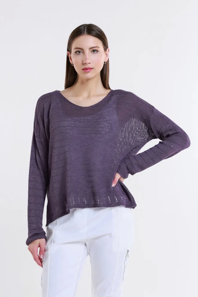 Cheryl LS Ribbed Linen Blend Sweater (BLS231)