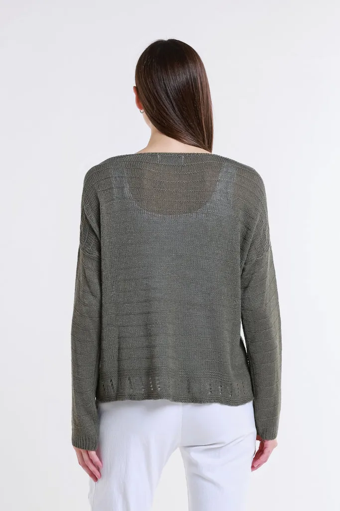 Cheryl LS Ribbed Linen Blend Sweater (BLS231)