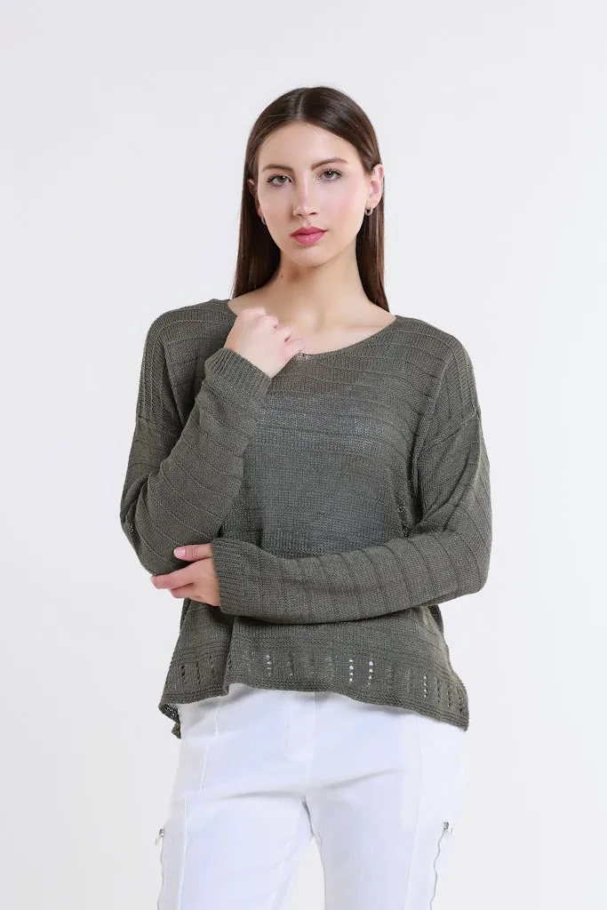 Cheryl LS Ribbed Linen Blend Sweater (BLS231)