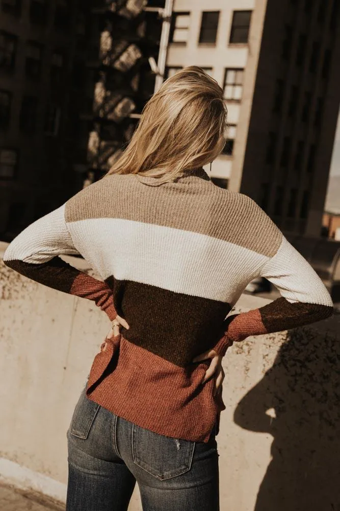 Colorblock Turtleneck Sweater