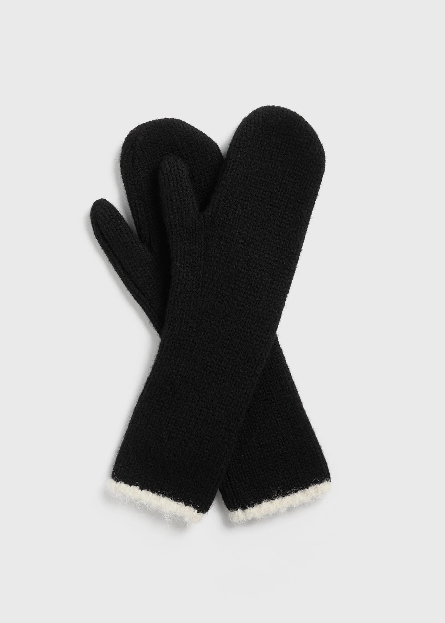 Contrast-edge mittens black