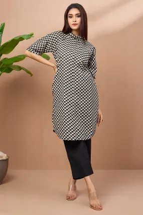 Cowl Neck Cotton Tunic Kurta Onyx Triangle