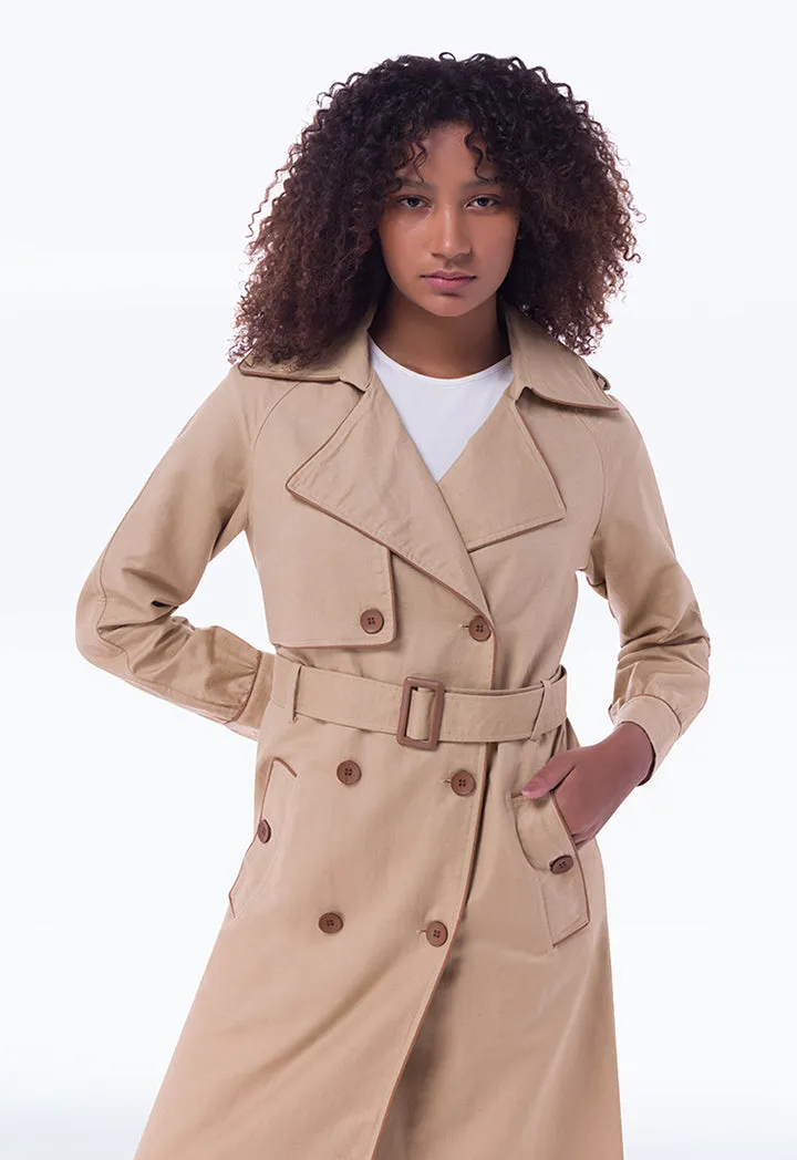 Double Breasted Solid Trench Coat