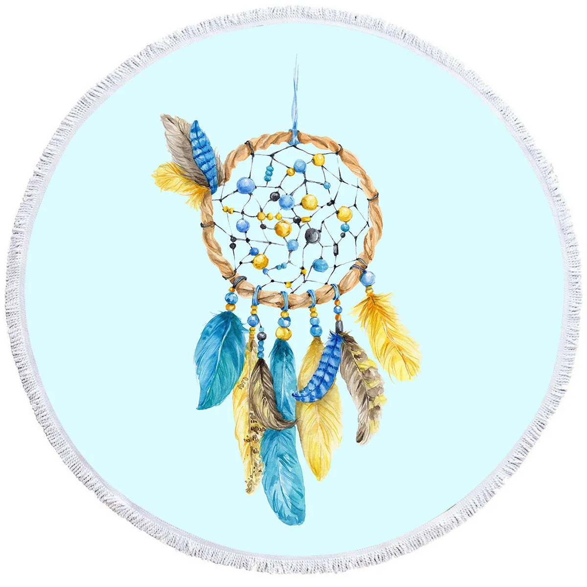 Dreams of Blue Round Beach Towel