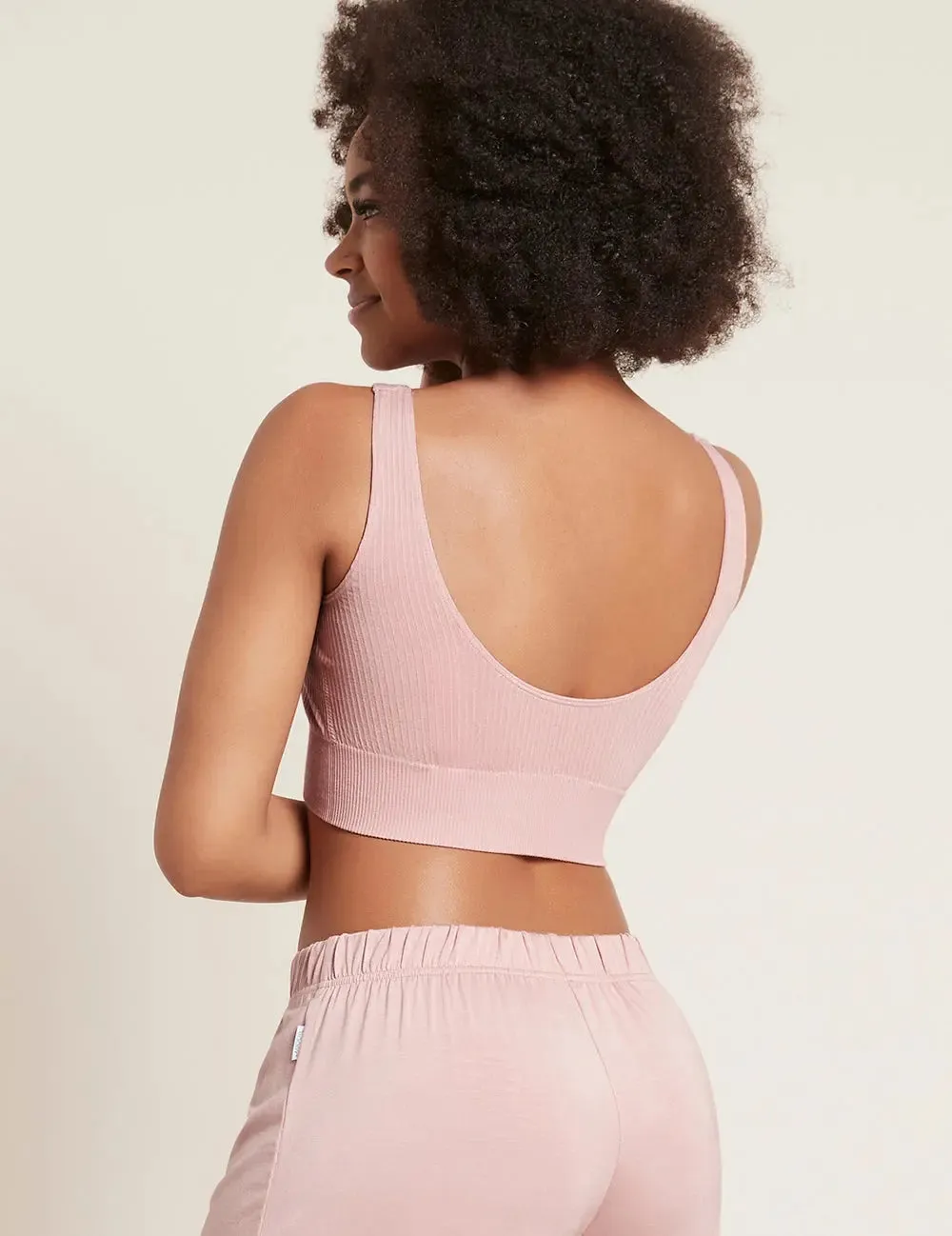 Dusty Pink Ribbed Seamless Bra