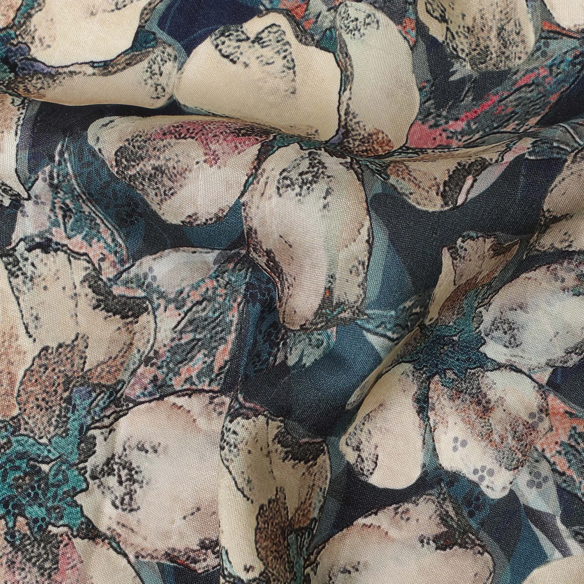 Elegant Midnight Floral Viscose Fabric - 110 cm Wide-D19416