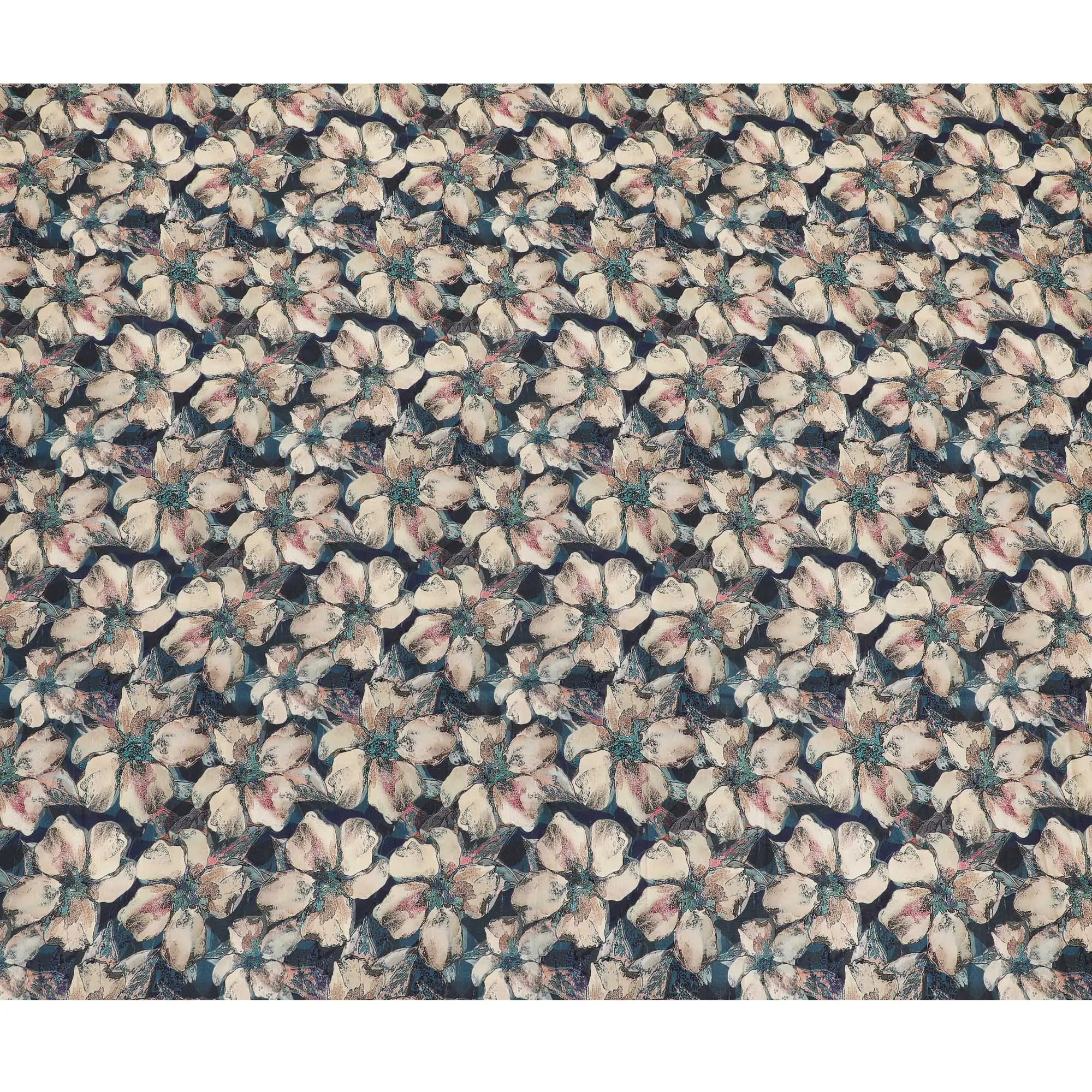 Elegant Midnight Floral Viscose Fabric - 110 cm Wide-D19416