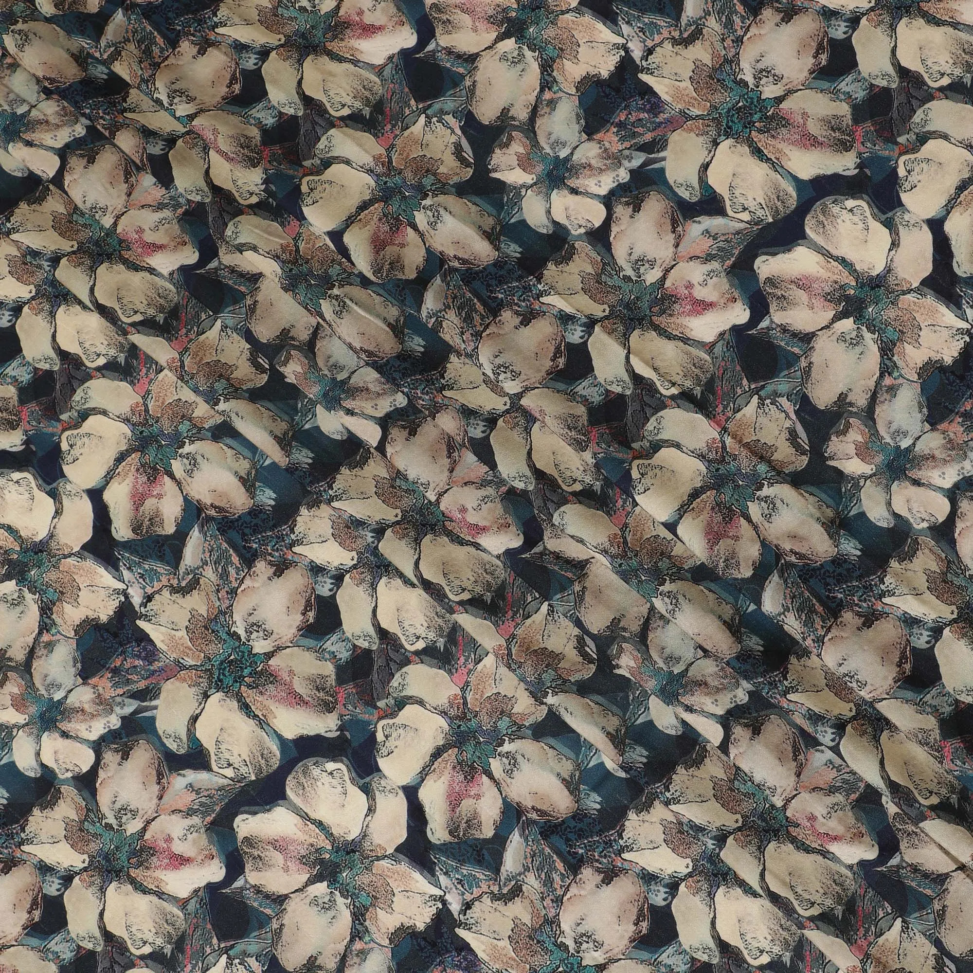 Elegant Midnight Floral Viscose Fabric - 110 cm Wide-D19416