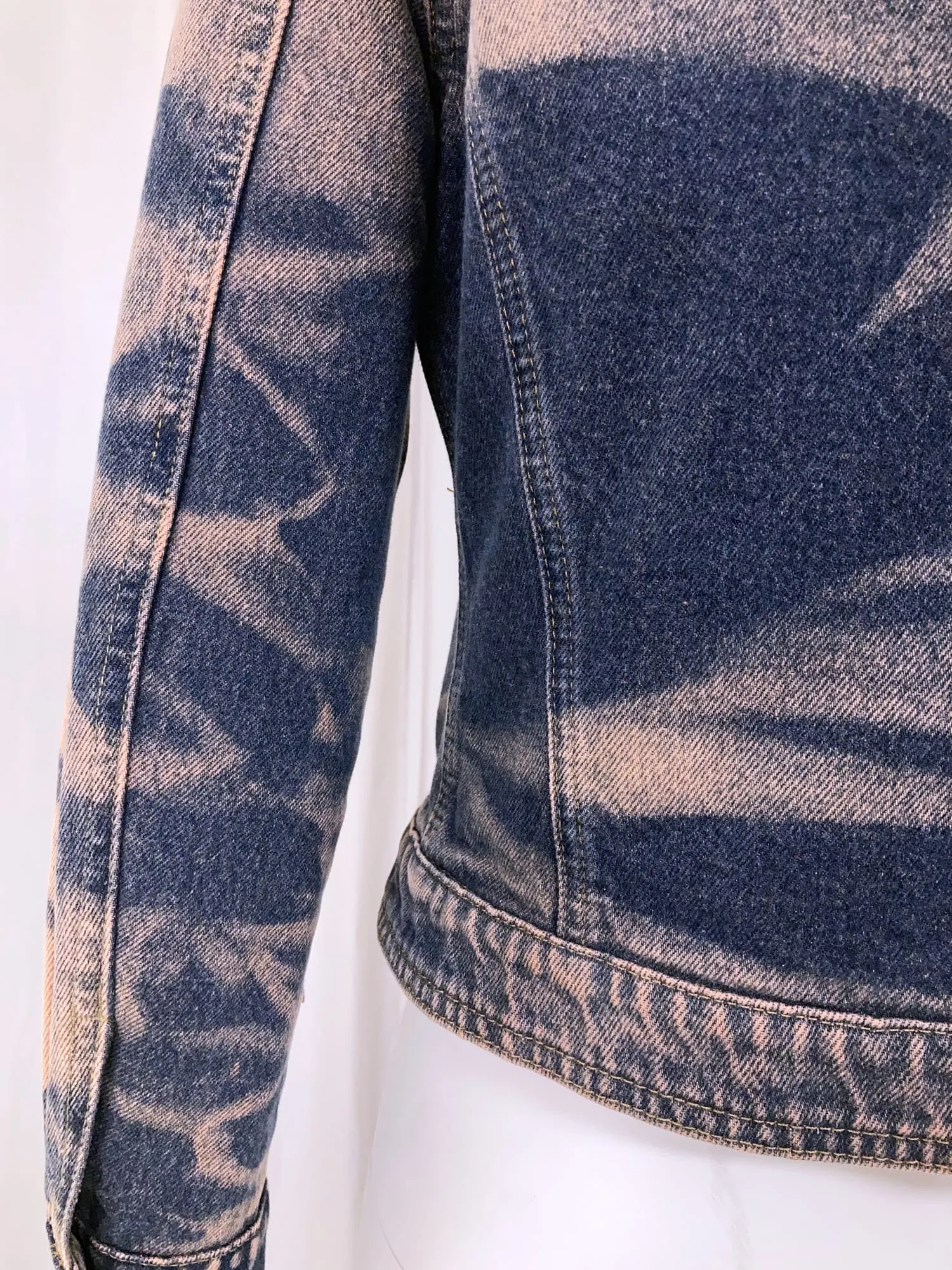 Fendi Jeans 1990s pink and blue cotton shibori tie dye denim jacket