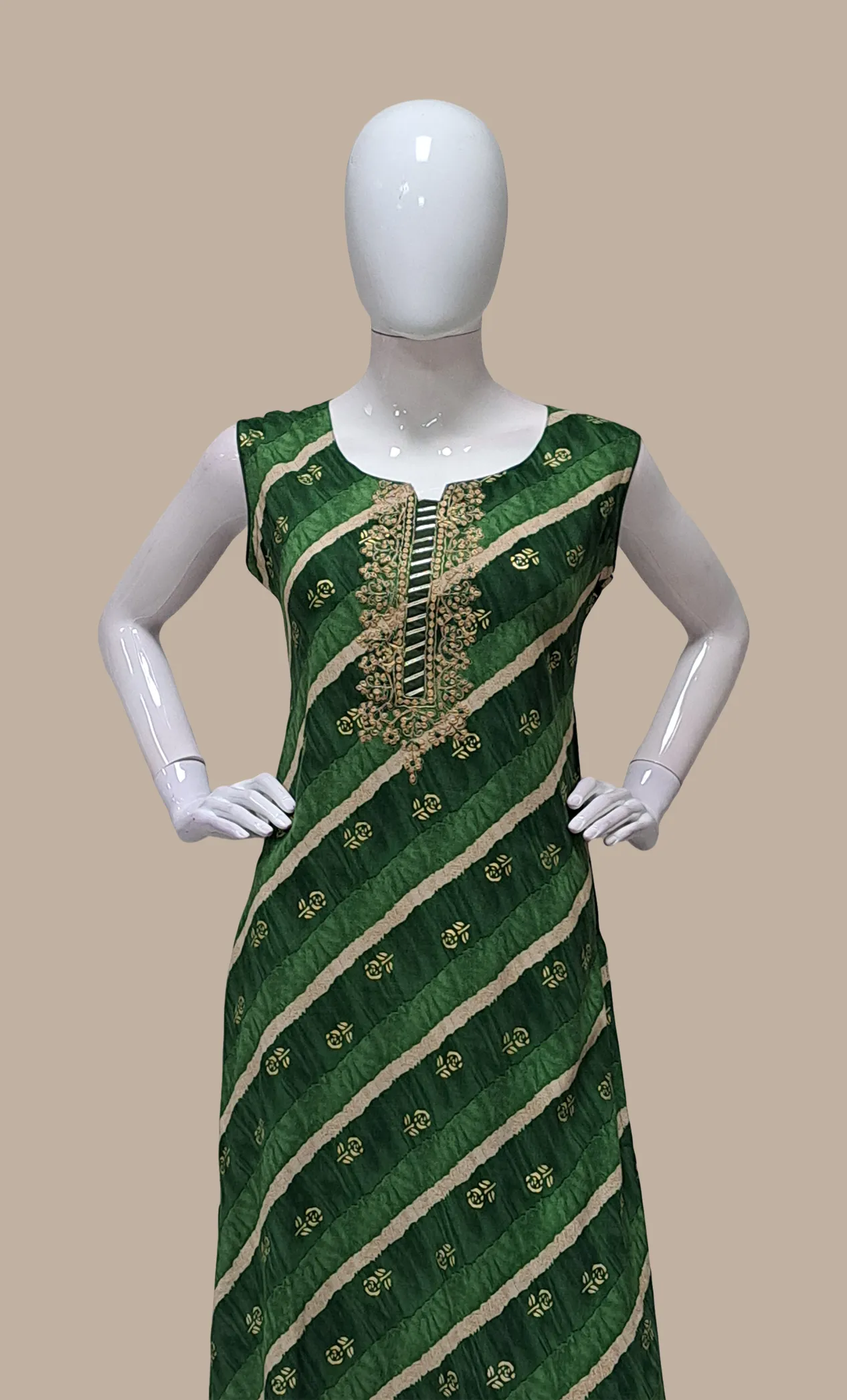 Green Embroidered Kurti Top