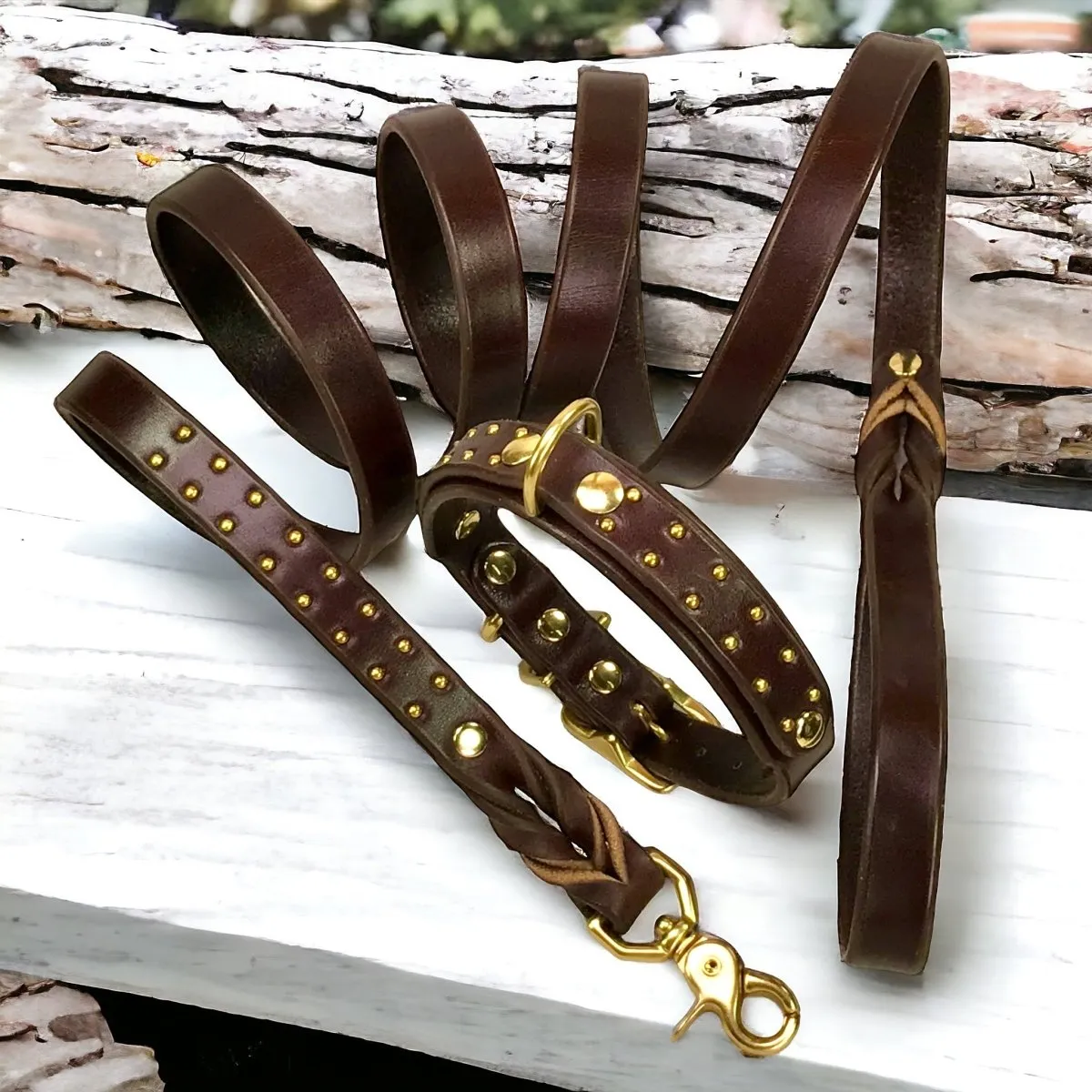 Hamptons Leather Dog Collar