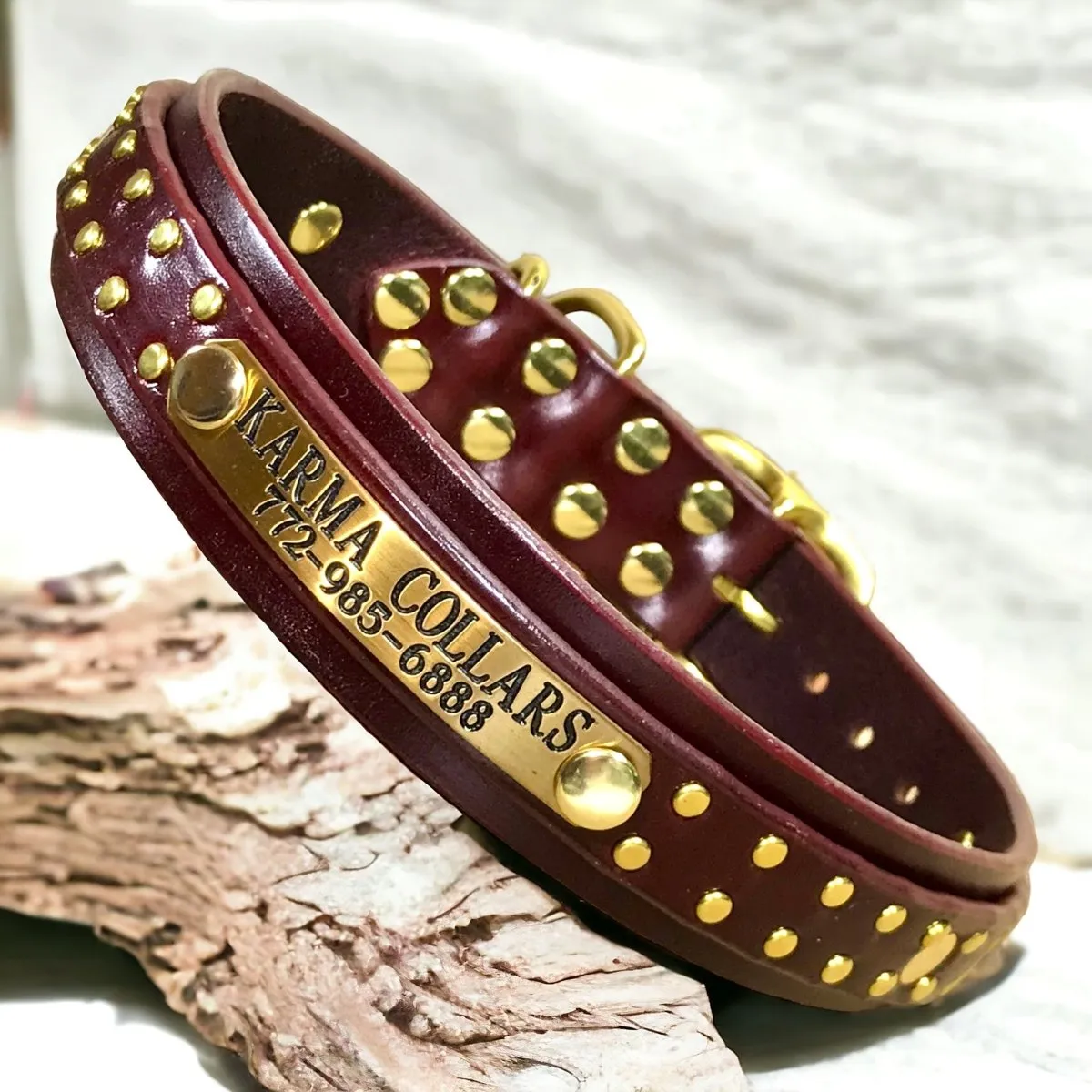 Hamptons Leather Dog Collar