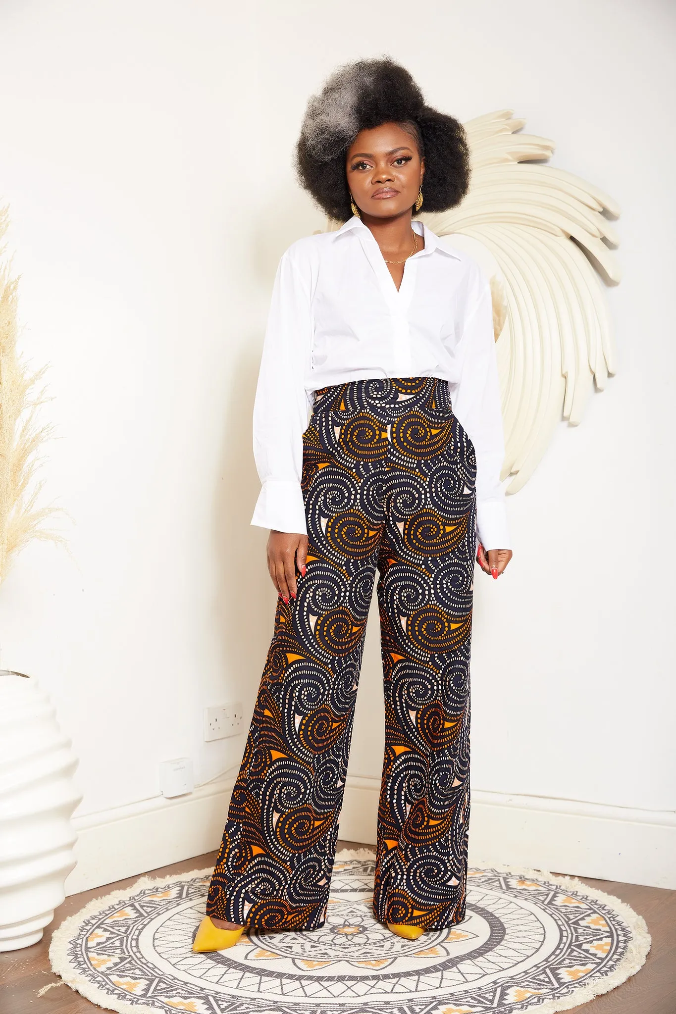 High Waisted African Print Palazzo Trouser - Ericca