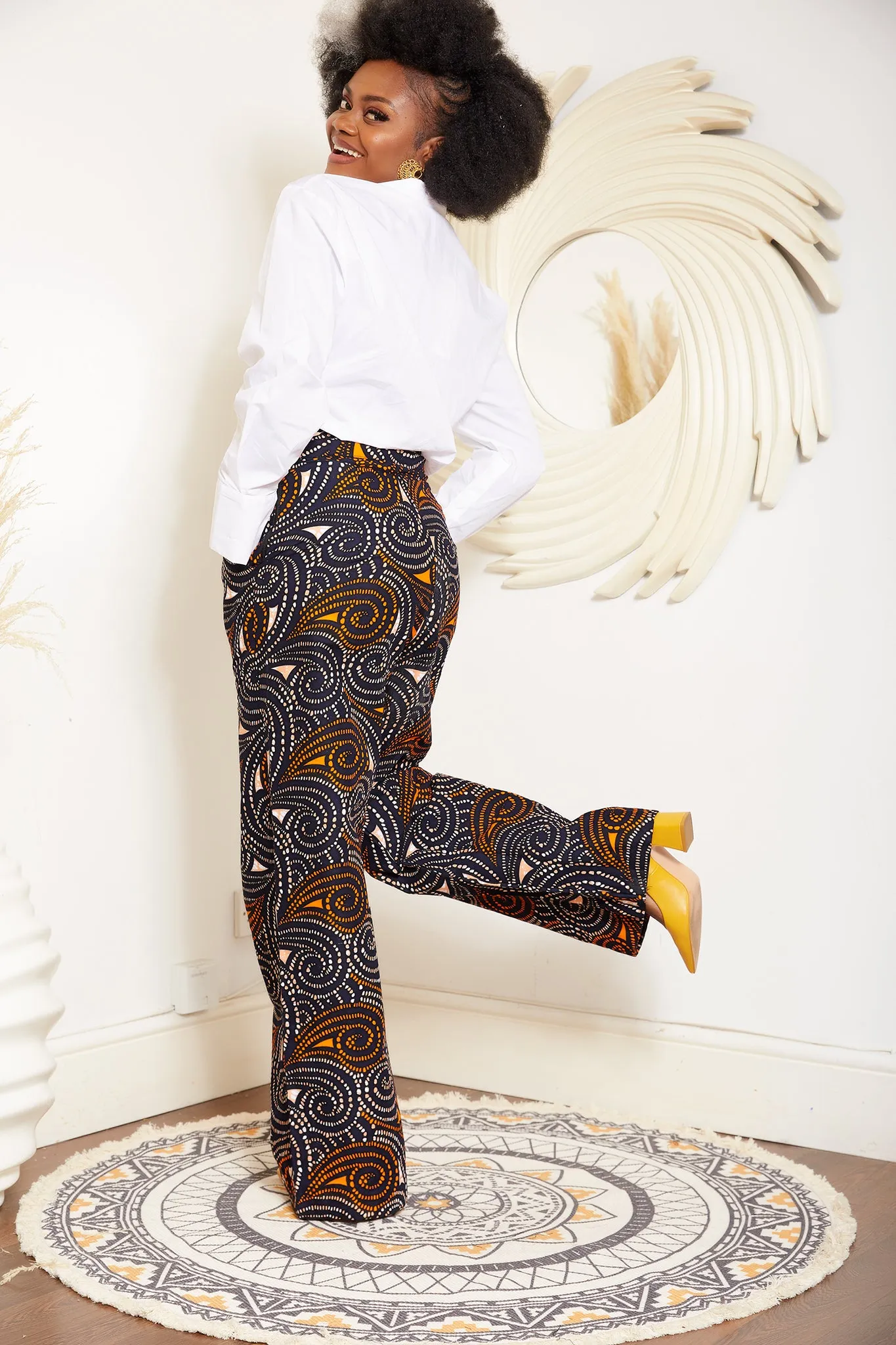 High Waisted African Print Palazzo Trouser - Ericca