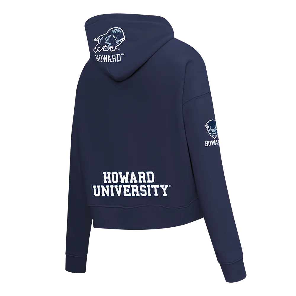 HOWARD UNIVERSITY CLASSIC WOMEN'S FLC CROPPED PO HOODIE (MIDNIGHT NAVY)