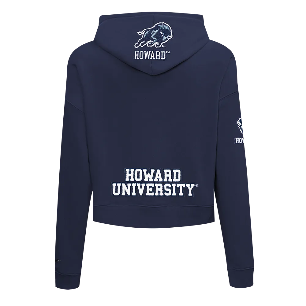 HOWARD UNIVERSITY CLASSIC WOMEN'S FLC CROPPED PO HOODIE (MIDNIGHT NAVY)