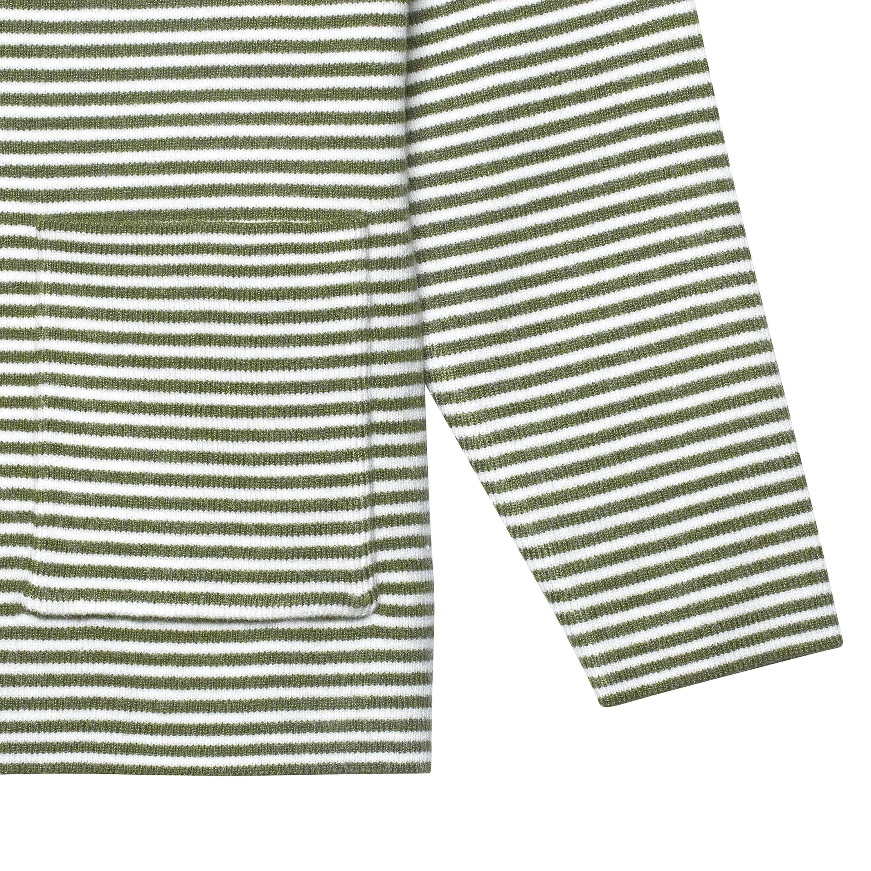 Infant & Toddler Boys Green Striped Sweater with Pocket