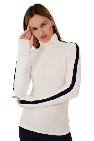 Jackson Rib Full Length Turtleneck, White/Indigo