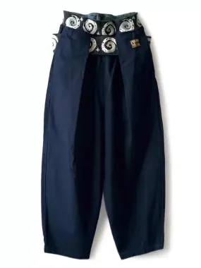 Japan Totem Pure Cotton Vortex Elastic Waist Loose Casual Wide Leg Pants