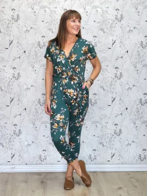 Jolene Emerald Floral Jumpsuit