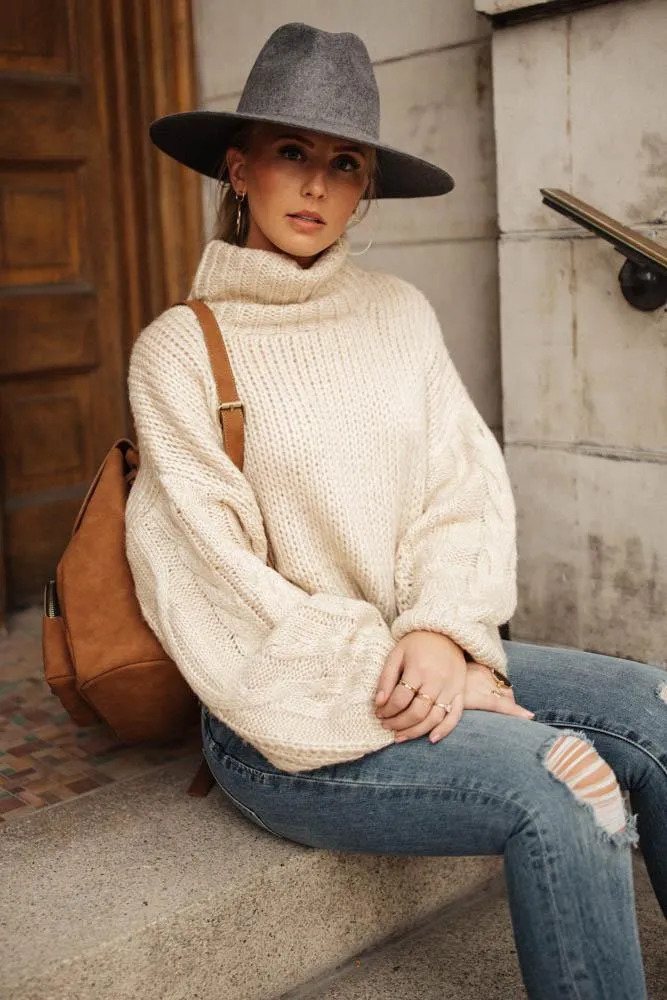 Jolene Turtleneck Sweater in Ivory