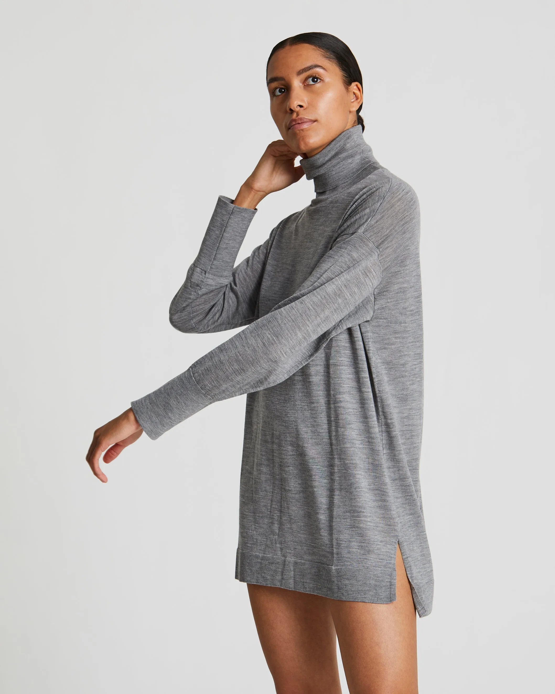 Julie Merino Turtleneck - Light Grey Melange