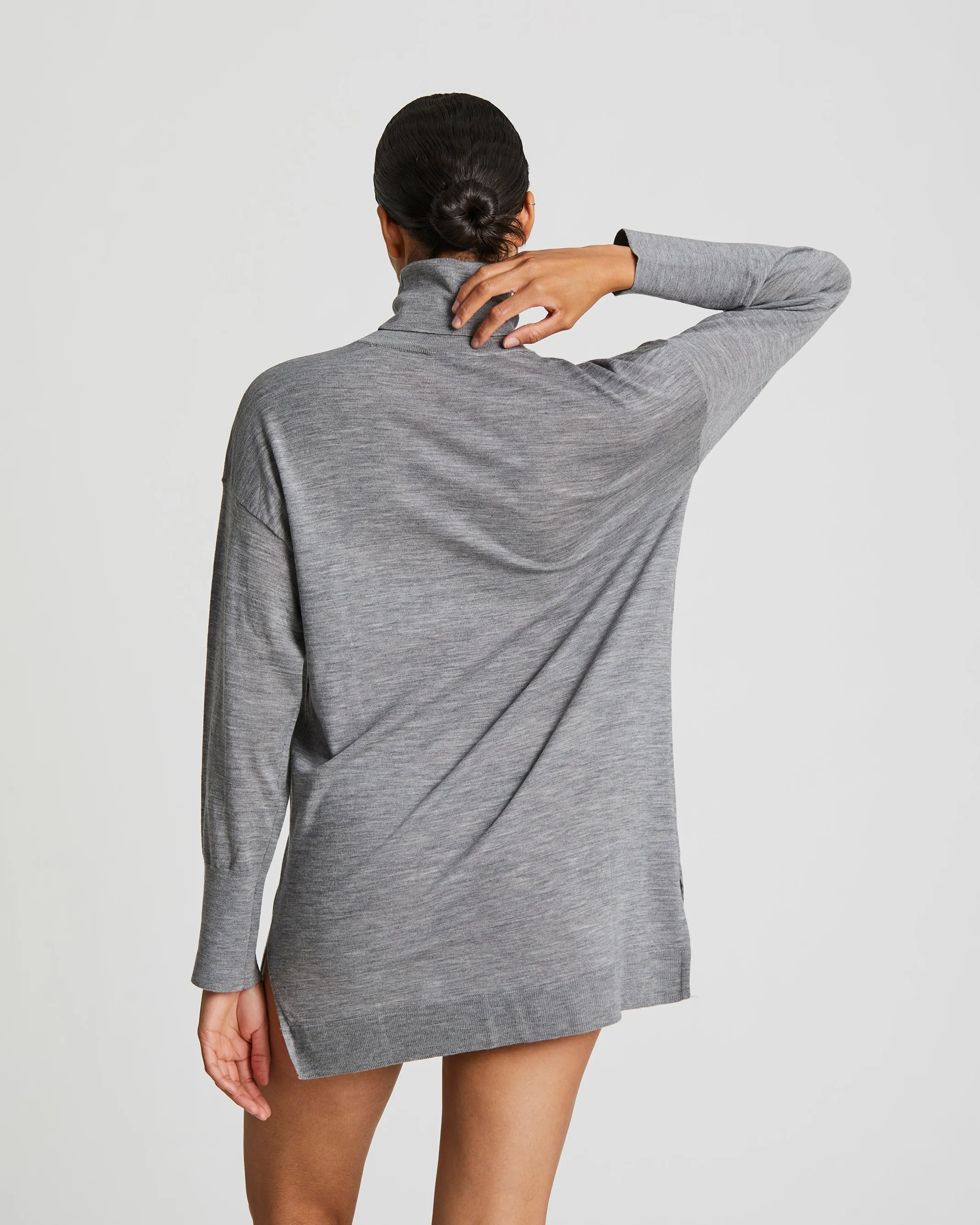 Julie Merino Turtleneck - Light Grey Melange