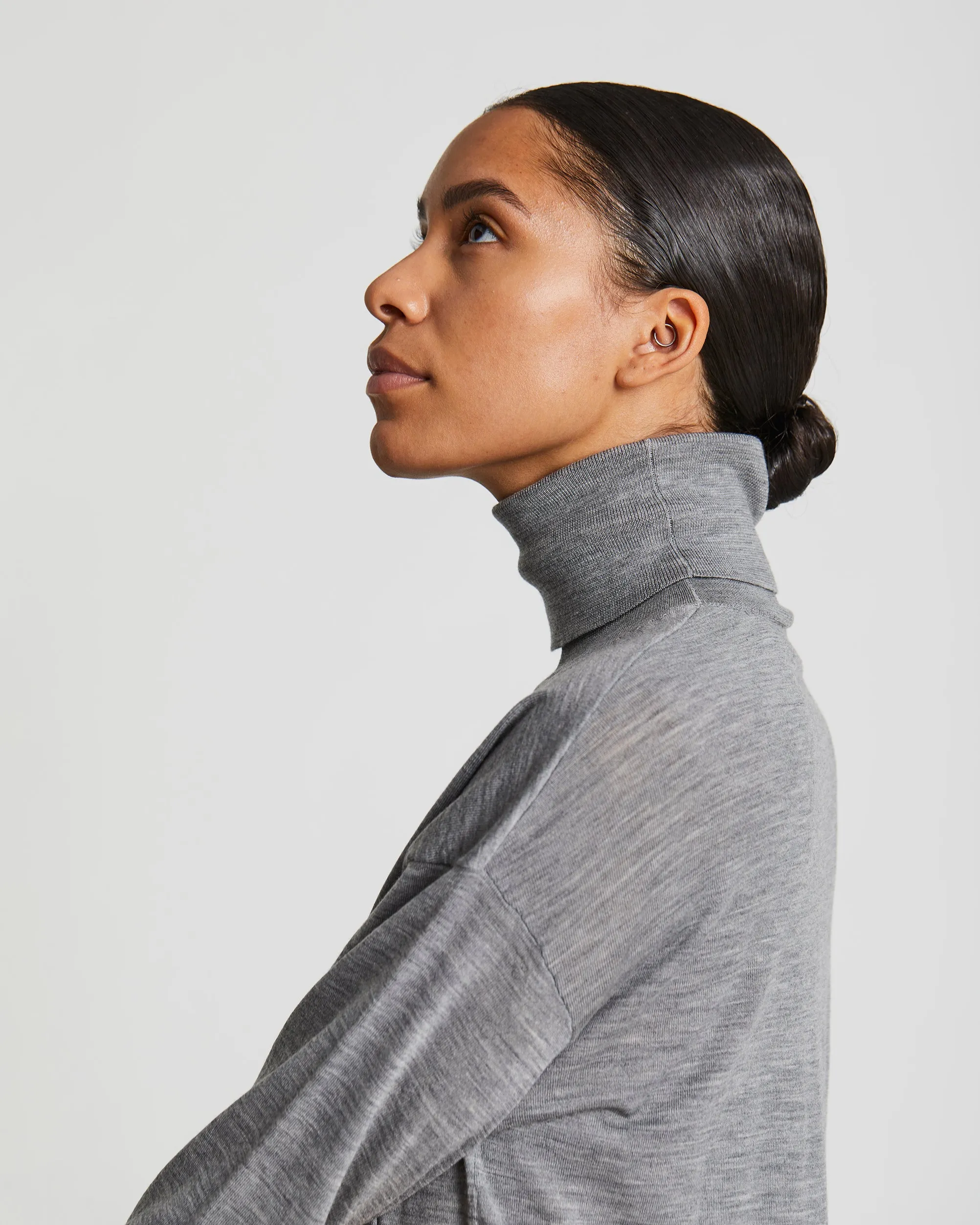 Julie Merino Turtleneck - Light Grey Melange