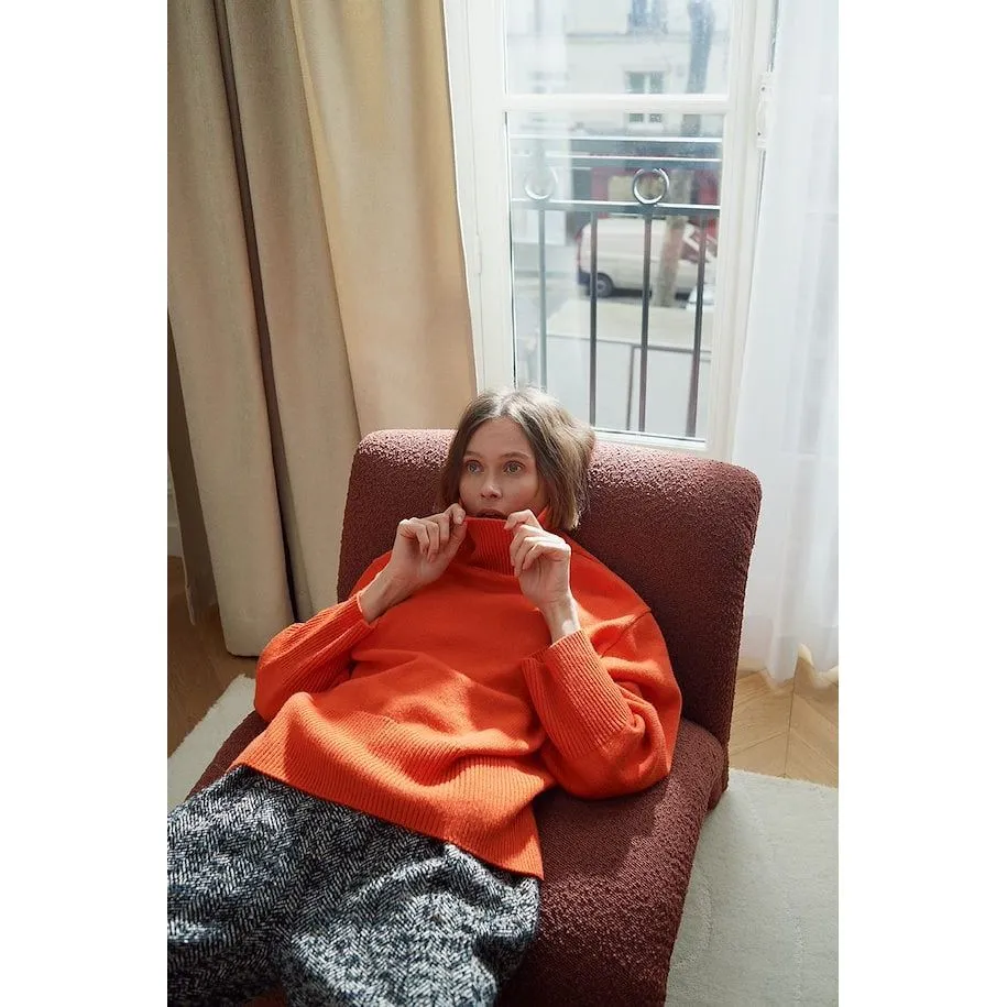 KaxyIW Turtleneck Pullover Orange