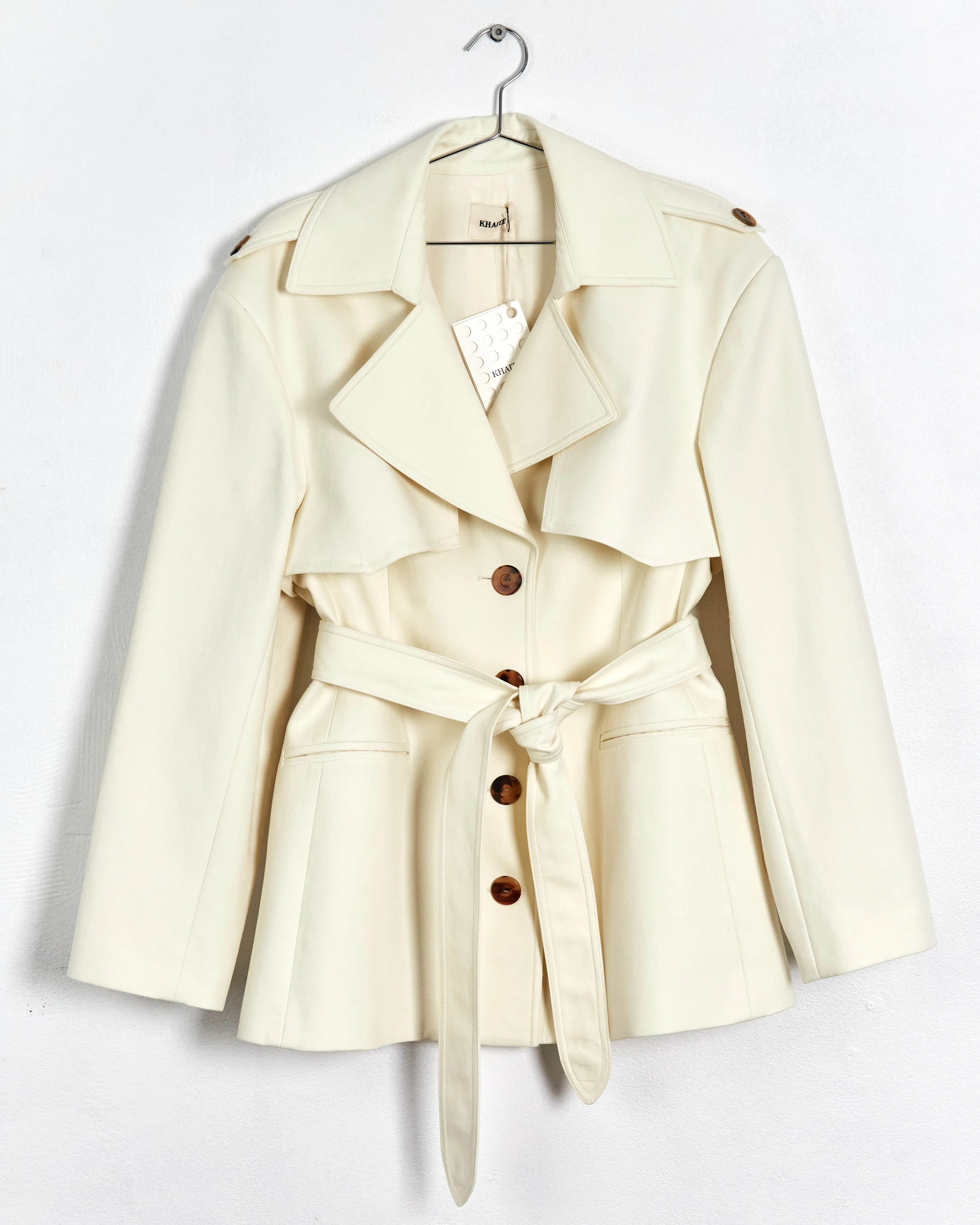 Khaite 'billy' cropped trench jacket, cream, 16