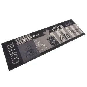 Kitchen Rug Washable Coffee Black 60x180 cm Velvet